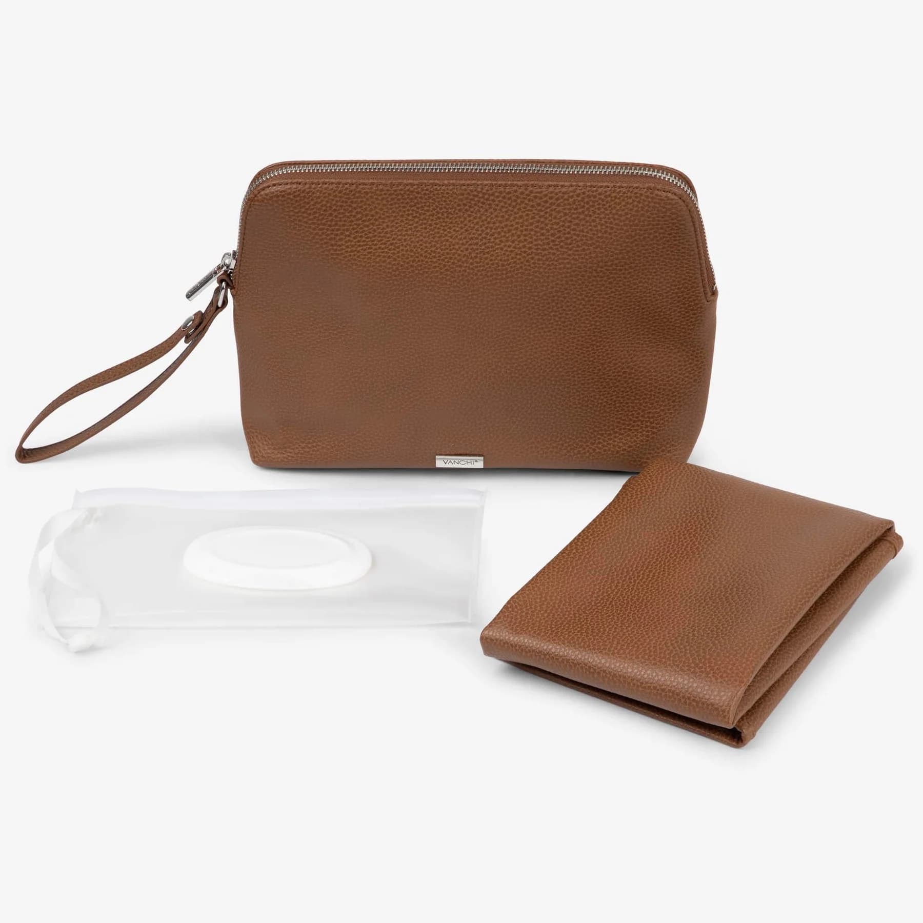 Changing Pouch Nappy Clutch - Pebbled Tan