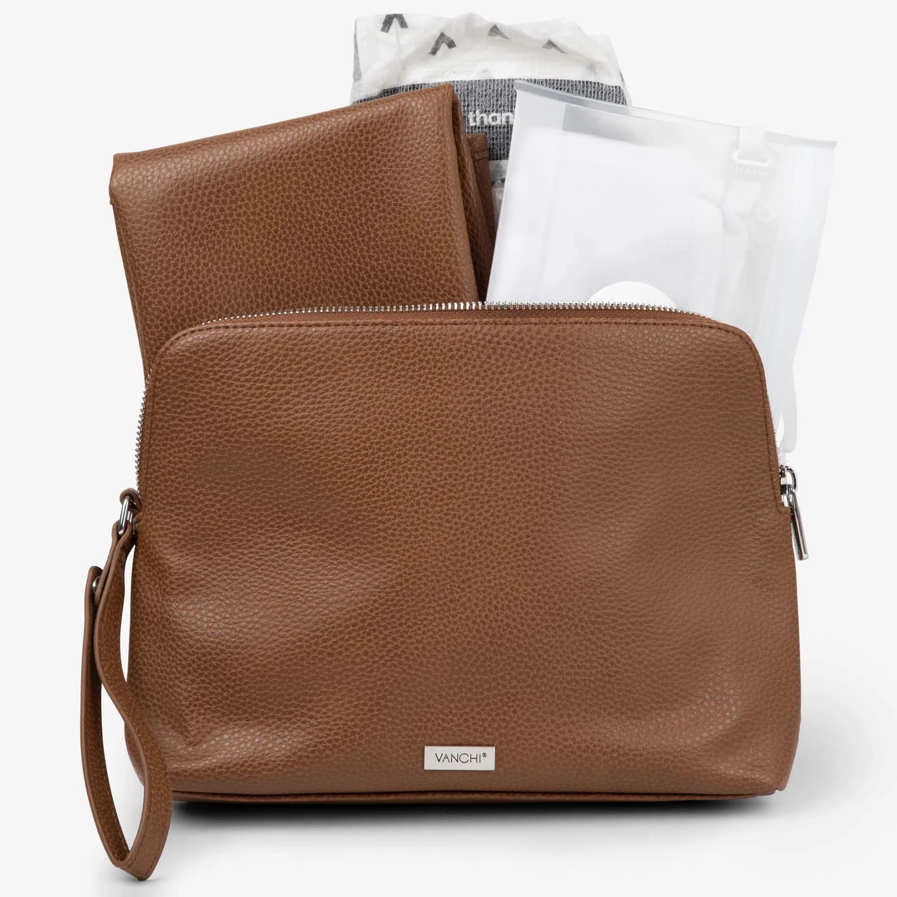 Changing Pouch Nappy Clutch - Pebbled Tan