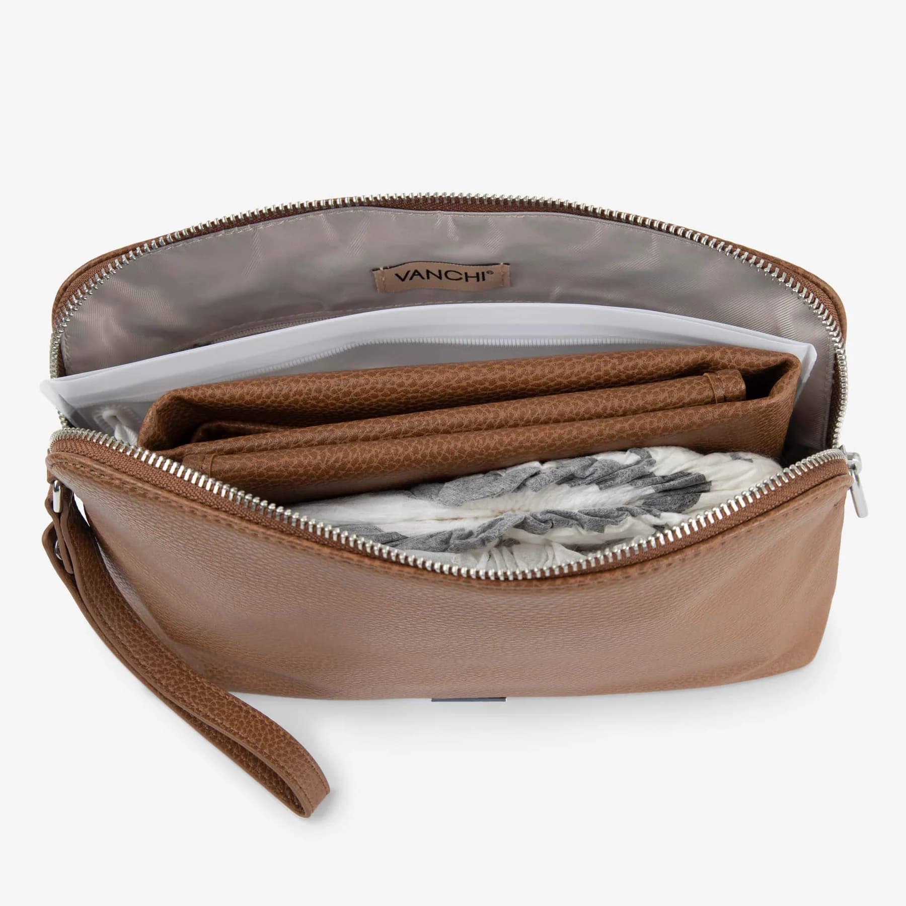 Changing Pouch Nappy Clutch - Pebbled Tan